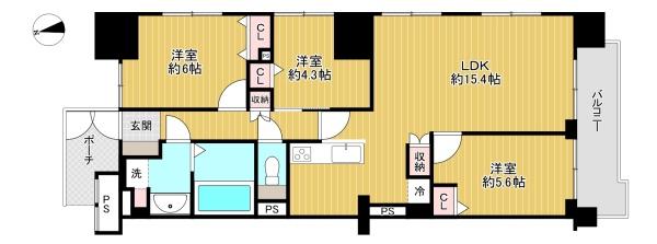 東京都八王子市横山町の中古マンションの間取り図